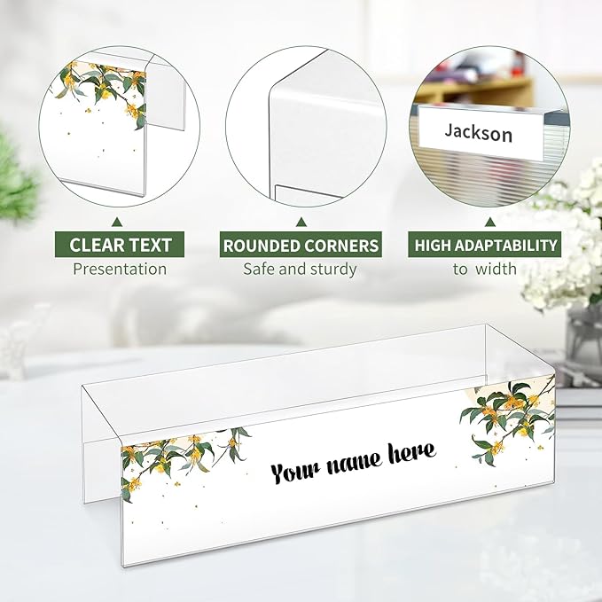 10 Pieces Cubicle Name Plate Holders fits 2.25 Inch Wall Cubicle Name Tags Clear Cubicle Name Plate Sign Bulk Nameplates for Office Home Classroom Library 8.5 x 2.5 x 2.4 Inch