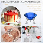PATIKIL Diamond Crystal Paperweight, 80mm / 3.15" Crystal Paperweight Paper Weight with Silver 19 Metal Base for Home Office Desktop Table Decor Wedding Party Ornaments, Dark Blue