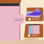 3 Pack Legal Pads 8.5 X11, College Ruled Notebook, 150 Sheets Colored Note Pad, Writing Pads 8.5x11, Tear Off Notepad, Lined Paper, Notebook Paper for Office Home School, 50 Sheet/Pad