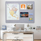 Large Bulletin Board, 72 X 48 inches Cork Board with 30 Pushpin, 6' x 4' Felt Cork Board Notice Pin Board, Self-Adhesive Vision Board Mood Board Foldable Photo Board for Wall - Silver Gray