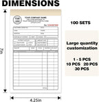 Custom Invoice Book with Logo 100 Set Personalized Receipt Books Customized Invoices for Small Business 2 - Parts Carbonless Duplicate Invoice Forms NCR Books