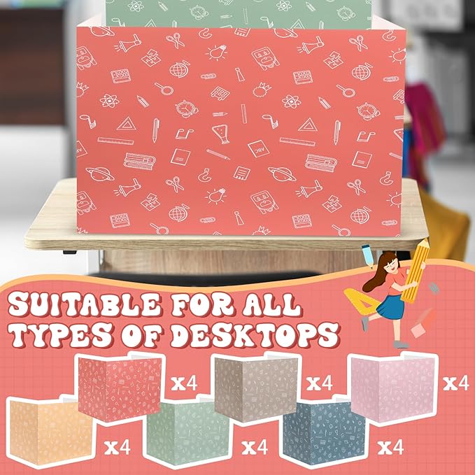 SATINIOR 24 Pcs Desk Dividers for Students, 12 Colors Testing Dividers Privacy Folders for Classroom Must Have Bulk, Study Panel for School Teacher Student Study Supplies(Morandi Style)
