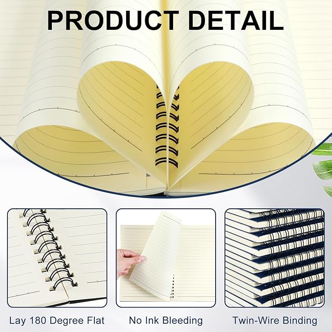 Yahenda Spiral Notebook Bulk A5 Journal Lined 8.3'' x 5.5'' Writing Composition Paper Small Notepad Subject Notebook for Students Office Business Back to School Supplies(Deep Blue,72 Pcs)