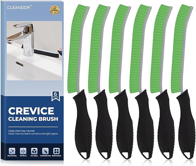 CLEANGOR Crevice Cleaning Brushes, Cleaner Scrub Brush Tool for Hard to Reach Tight Space, Home Essentials, Cleaning Supplies for Shower, Bathroom, Kitchen, Toilet, Window