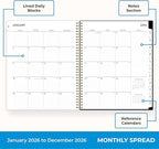 Blue Sky 2026 Weekly and Monthly Planner Calendar, January 2026 - December 2026, 8.5" x 11", Clear Pocket Cover, Laminated Tabs, Durable Twin Wire Binding, Storage Pocket, Baccara Dark