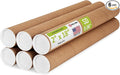 Paclord 2" x 18" Reinforced Kraft Paper Mailing Tube, Pack of 6 Tubes with 12 Caps – Secure USPS Approved Poster Tube – Cardboard Tube for Shipping and Storing Posters, Prints, Artwork, or Documents