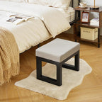 IBUYKE 16 Inch Small Foot Stool Ottoman, Rectangle Linen Foot Rest with Padded Seat and Metal Legs, Modern Ottoman Foot Rest for Living Room Bedroom Entryway Couch, Grey WBD001G
