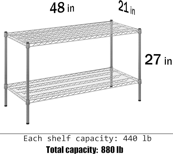 Regal Altair 21" Deep x 48" Wide x 27" Height Wire Shelving Kit | 2-Tier | NSF Commercial Storage Rack Unit