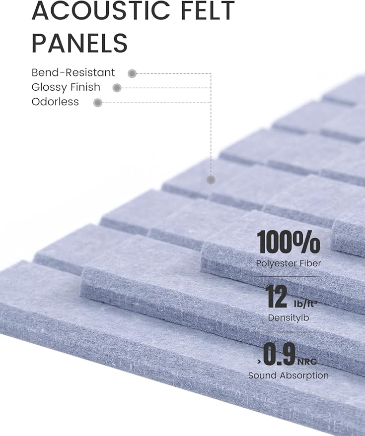 Fluxynara Large Felt Bulletin Board 48" x 36" Cork Board Alternative-12 Pack with 70 Safe Removable Adhesive Tabs, Cork Boards for Walls for Home Office Classroom Pin Board (Soft Periwinkle)