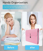 Accordion File Organizer, Accordion Folder for Sorting Documents and Papers, 13 Pockets Expanding File Storage Organizer for Hospital, Home, Travel and Office Use (Pink)