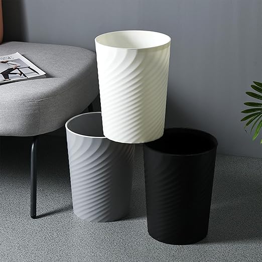 HOLTPHILI Small Bathroom Trash Can 1.8 Gallon Wastebasket Recycling Bin for Bedroom Office Kitchen, Black White, 2 Pack
