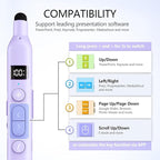 Norwii N21 Bluetooth Presentation Clicker with Telescopic Teaching Pointer, Presentation Remote with Retractable Stick for PowerPiont, Wireless Presenter, Slide Advancer - Purple