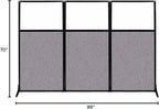 Versare Workstation Partition | Portable Wall Divider | Modern Office Cubicle | Free Standing Privacy Screen | Flexible Work Space | 99" x 70" W/Window, Cloud Gray Fabric Panels