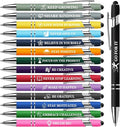 Vebermo 15 Pack Motivational Pen Set - Inspirational Quotes Retractable Ballpoint Pens for Office School Supplies, Encouragement Gifts for Women Men, Multicolor