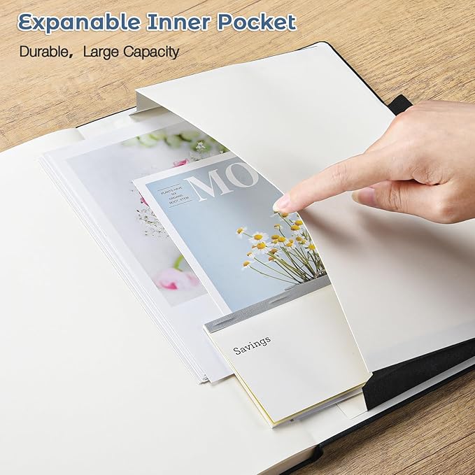 College Ruled Notebook, A4 Hardcover Leather Notebook for Work, Lined Notebook Journal for Women, Men, 192 Thick Paper, 8.5" x 11", Large Notebook with Pockets, Professional Business Notebook, Purple