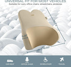 Skechers Air-Cooled & Memory Foam Lumbar Pillow,Lumbar Support Pillow for Office,Chair Lower Back Pain Relief Lumbar Pillow,Ergonomic Design Back Support Pillow for Office Chair,Car,Home,Travel,Beige