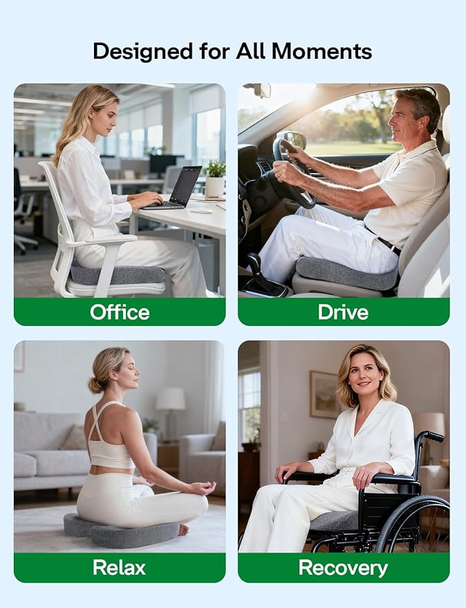 Medisana Gel Wheelchair Cushions for Pain Relief, GC 100 Seat Cushion for Tailbone, Sciatica, Back & Hip Support and Pressure Sore, Ergonomic Office Chair Cushion for for Seniors and Adults