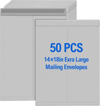 Motipuns 50 Pcs 14'' x 18'' Extra Large Mailing Envelopes 32lb with Gummed Flaps, Catalog Jumbo Craft Envelopes for Mailing, Storage and Organizing Documents Office Supplies(Gray)