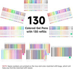 Shuttle Art 260 Pack Gel Pens Set, 130 Colors with 130 Refills for Adults Coloring Books Drawing Crafts Scrapbooking Journaling