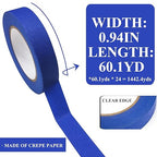 SmaringRobot Blue Masking Tape, Painters Tape, Painting Tape (1442.4yd=0.94IN*60.1yd*24), Original Multi-Surface Easy Removal Paint Tape with Medium Adhesive Backing for Indoor Outdoor Use, 24 Rolls