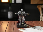 Amoysanli Medieval Armored Warrior Wearing Outerwear, Mobile Phone Stand Knight Pen Holder Desk Organizers, Resin Bookends Paperweight with a Letter Opener for Desk (Iron)