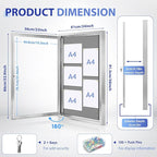 SWANCROWN Outdoor Lockable Gray Fabric Bulletin Board Shatter Resistant Display Cases Wall Mount Message Board with Swing Door,36x24 inches