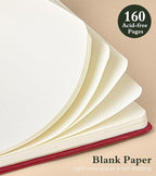 PAIBAS Blank Journal Notebook for Women Men,160 Pages,A5 Hardcover Sketchbook for Drawing, Sketch book, Unlined Notebooks for School,Work, Note Taking,Travel Journals for Writing 5.8"x8.5" (Burgundy)