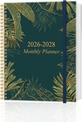 2026-2028 Monthly Planner, Three Years Calendar from January 2026 - December 2028 with Spiral Binding, Inner Pocket, Elastic Closure, 38 Month Planner for Home | School | Office, 8.5" x 11", Green Gold Leaf
