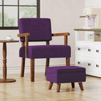 FAGAGA Storage Ottoman, Small Foot Stool Ottoman with Storage, Modern Foot Rest with Adjustable Lid and Sturdy Wood Legs for Living Room, Bedroom, Couch, Enterway(Purple)