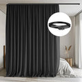 MaKefeile Room Divider Curtains with Flexible Ceiling Tracks Set,Blackout Curtain Ceiling Mount Curtain Track Privacy Room Dividers Ceiling Track Curtain Rod(Black Drape & Black Rail W 8.3 × H 9 FT)