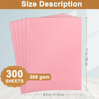Silunkia 300 Sheets Pink Cardstock 8.5 x 11 Printer Paper, 75lb Premium Crafting Paper Card Stock for Confession Card, DIY Cards Making, Greeting Cards, Wedding Invitations, Birthday Party