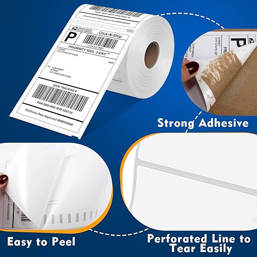 L LIKED 2200 4x6 Thermal Shipping Labels Direct Thermal Printer Labels Compatible with DYMO 4XL Zebra Rollo - White Perforated Strong Adhesive (220/Roll, 10 Rolls)