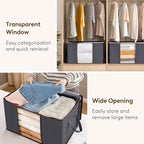 Lifewit 30 Pack Clothes Storage Bins with Lids, Foldable Blanket Storage Bags with Zippers, Clear Window and Reinforced Handles, Closet and Organization for Clothing, Sweater, Comforter, Bedding, Gray