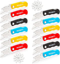 REXBETI Folding Pocket Utility Knife Quick-change SK5 Box Cutter for Cartons, Cardboard and Boxes, Back-lock Mechanism with 10 Extra Blades (12 folding utility knife)