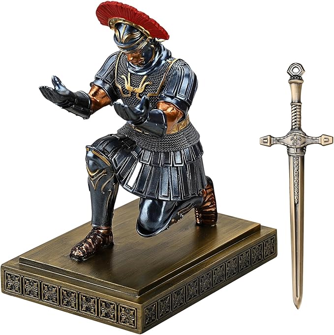 HDMbigmi Roman Legion Soldier Knight Pen Holder Pen Stand Desk Organizers and Accessories for Office and Home(Blue)