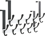 SKOLOO Over The Door Hook, Door Hanger Hooks for Hanging Clothes, Towels, Coats, Hats, Over The Door Towel Hook - Pack of 2, Black on White, Assembly Required
