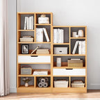 IOTXY Wooden Open Shelf Bookcase - 61 Inches Height Freestanding Display Storage Cabinet Organizer with 8 Cubes and a Drawer, Floor Standing Bookshelf in Maple Yellow
