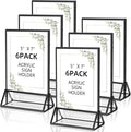 PPH-Sisy Acrylic Sign Holder 5x7 Display Stand, Clear and Stable Table Plastic Paper Holder, Acrylic Frames for Home Office Shop Photo Frames Exhibition Black (6pcs)