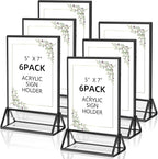 PPH-Sisy Acrylic Sign Holder 5x7 Display Stand, Clear and Stable Table Plastic Paper Holder, Acrylic Frames for Home Office Shop Photo Frames Exhibition Black (6pcs)