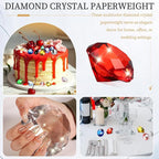 PATIKIL 5 Pcs Diamond Crystal Paperweight, 30mm / 1.18 Inch Crystal Paperweight Paper Weight for Home Office Desktop Table Decor Wedding Party Jewelry Ornaments, Red