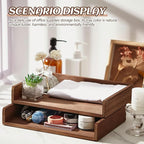 Yeaqee 4 Pcs Stackable Paper Organizer Tray Wood Desk Organizer Letter Tray Desktop Letter Size Office Wooden Desk Shelf Paper Holder Folder Organization Rack for Mail File Document(Dark Wood Color)