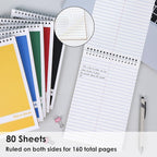 LABUK 15 Pack Steno Pads 6x9 Inches 80 Sheets Spiral Steno Notebooks Gregg Rule, Pocket Notebooks Colorful Covers with Top Spiral Pads for School, University, College, Work, Office