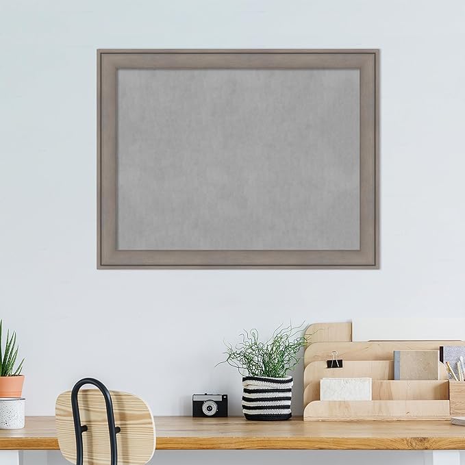 Amanti Art Grey Framed Magnetic Board 21x27 Medium Vision Board for use with Magnets, 100% Metal Sheet to Display Items as Office Decor or for Home Organization in mudroom, Kitchen or Kids Room