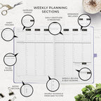 Smart Planner Pro – Large 11 x 8.5 inches (A4) – Undated Agenda Daily Planner – Tested & Proven to Achieve Goals & Increase Productivity, Time Management & Happiness with Weekly, Monthly, Gratitude Sections, Back Pocket (Lavender)