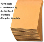 COLOURFUL US 120 Sheets Kraft Paper Letter Sized (8.5x11 inches) 120 GSM (45LB) Brown Stationery Paper - Brown Craft Paper Sheets for Arts Crafts,Office, Laser and Inkjet Printer Compatible