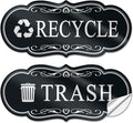 ASAVI Trash & Recycle Stickers – 2-Pack Self-Adhesive Vinyl Labels, Waterproof & Durable (Black, Medium 6.3 x 2.7 inches)