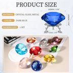 PATIKIL Diamond Crystal Paperweight, 100mm / 3.94" Crystal Paperweight Paper Weight with Silver 25 Metal Base for Home Office Desktop Table Decor Wedding Party Ornaments, Dark Blue