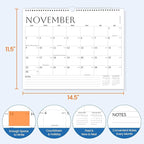 SUNEE Wall Calendar 2026 18 Months Oct. 2025 - Mar. 2027, 14.5"x11.5" Big Grid Hanging Calendar with Note for Organizing & Planning, Monthly Calendar 2025-2026 with Last Month and Next Month, White