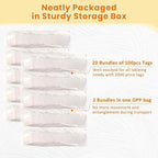 2000 PCS White Price Tags, 1.75 x 1.1 Inches, Goefun Gift Tags with String Attached for Labeling, Hanging, Clothing, Jewelry, Garage/Yard Sale, Inventory, 250 GSM