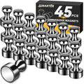 Junarter 45 Pack Magnetic Push Pins, Black Strong Fridge Magnets, Whiteboard Magnets, Refrigerator Magnets Strong, Dry Erase Board Magnets for Fridge, Whiteboard, Office, Classroom, Kitchen, Map